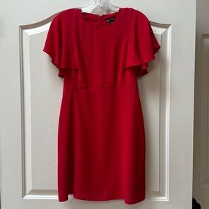 Maggie London petite red dress with flutter sleeves